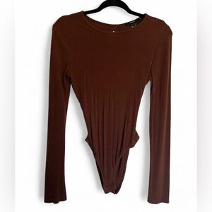 Forever 21 Chocolate Brown Open-Back Bodysuit
